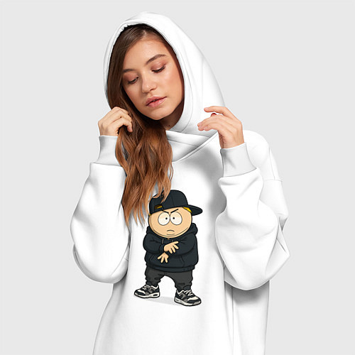 Женская толстовка-платье Эрик Картман позирует / Белый – фото 3