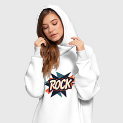 Женское худи-платье Слово rock в стиле комикса, цвет: белый — фото 2