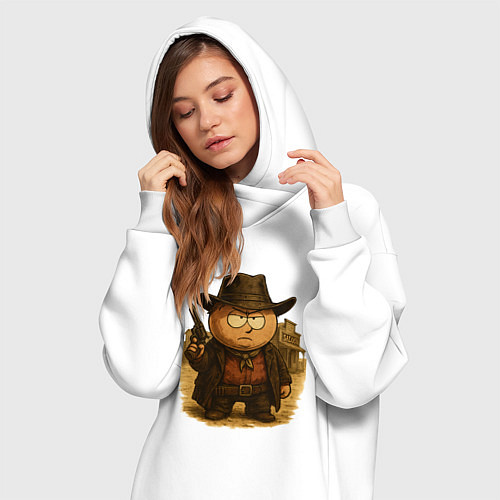 Женская толстовка-платье Эрик Картман ковбой / Белый – фото 3
