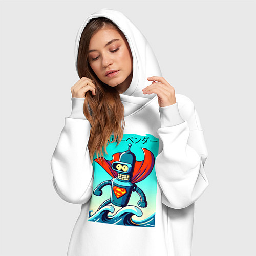 Женская толстовка-платье Super Bender - Japanese style / Белый – фото 3