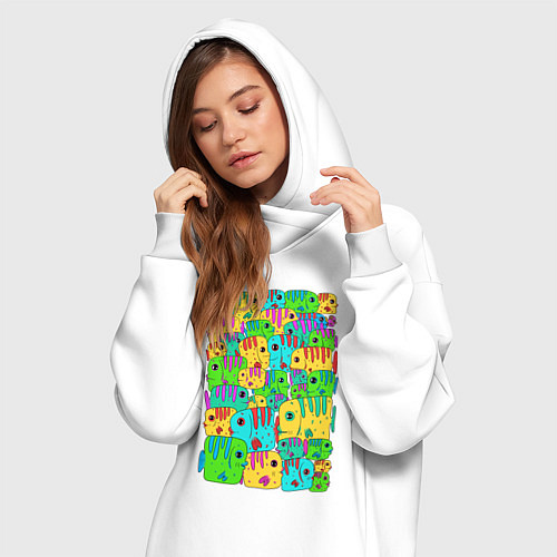 Женская толстовка-платье Яркие тропические рыбки / Белый – фото 3