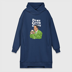 Женское худи-платье Damn good coffee, цвет: тёмно-синий