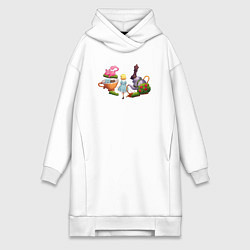 Женское худи-платье Погружение в Страну чудес, цвет: белый