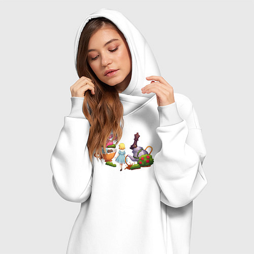 Женская толстовка-платье Погружение в Страну чудес / Белый – фото 3