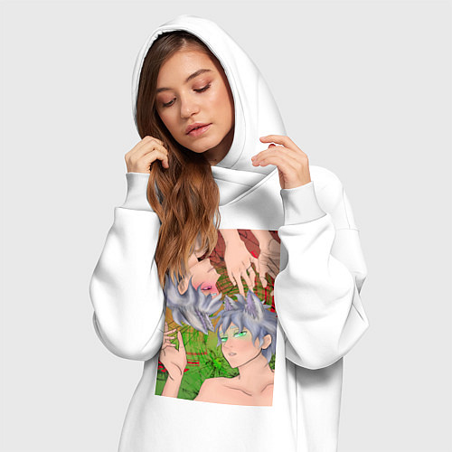 Женская толстовка-платье Кицуне близнецы / Белый – фото 3