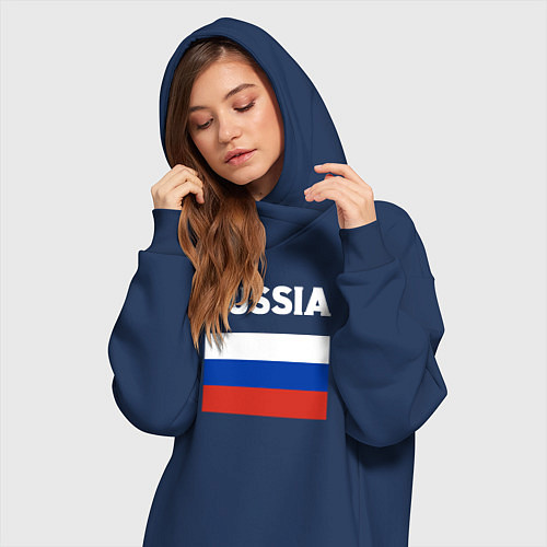 Женская толстовка-платье Russia flag / Тёмно-синий – фото 3