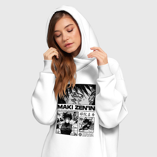 Женская толстовка-платье Maki Zenin - магическая битва / Белый – фото 3