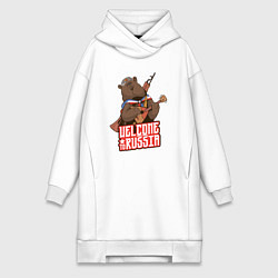 Женское худи-платье Медведь России, цвет: белый