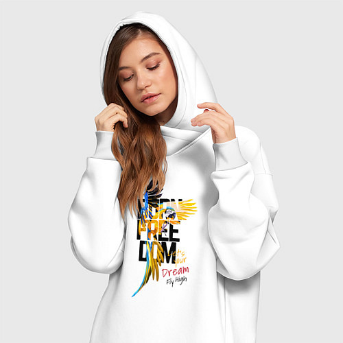 Женская толстовка-платье Свободный попугай / Белый – фото 3