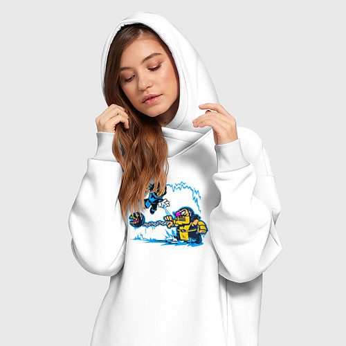 Женская толстовка-платье Скорпион против Саб-зиро / Белый – фото 3