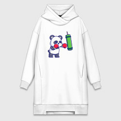 Женское худи-платье Панда боксёр, цвет: белый