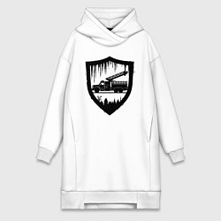 Женское худи-платье Пожарная машина в щите, цвет: белый