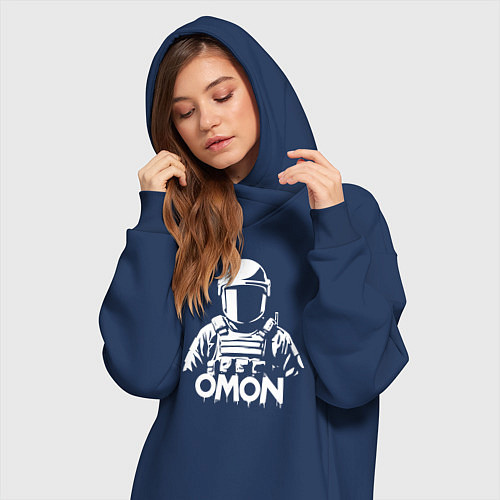Женская толстовка-платье Омон шлем и броник / Тёмно-синий – фото 3