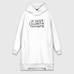 Женское худи-платье Очень странные дела гирлянда, цвет: белый