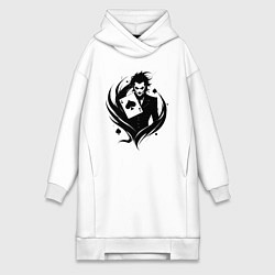 Женское худи-платье Аниме джокер и туз пик, цвет: белый