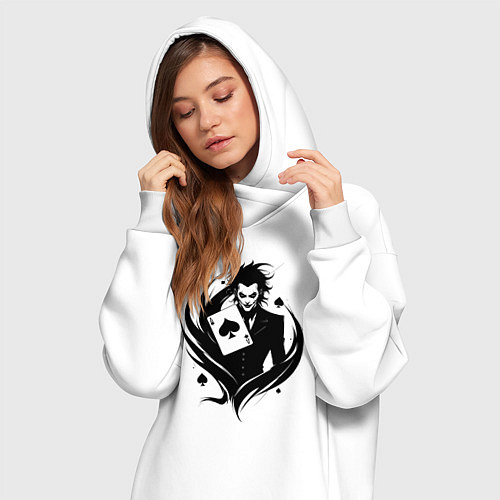 Женская толстовка-платье Аниме джокер и туз пик / Белый – фото 3