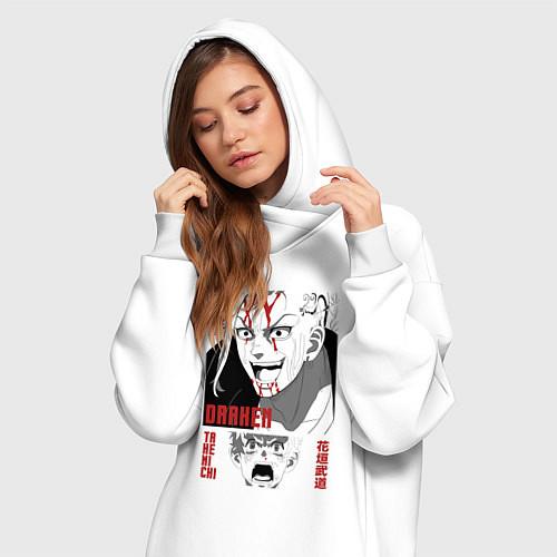 Женская толстовка-платье Токийские мстители Дракен и Такимичи / Белый – фото 3
