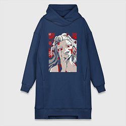 Женское худи-платье Клинок, рассекающий демонов Даки, цвет: тёмно-синий