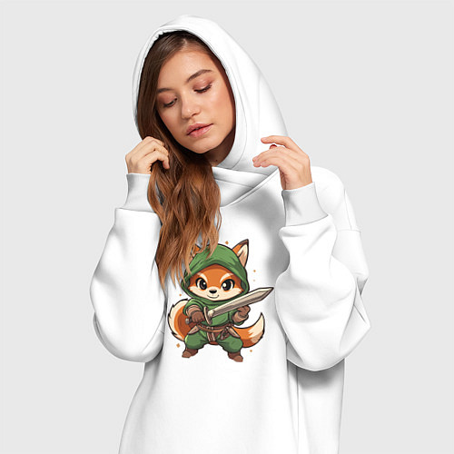 Женская толстовка-платье Лисёнок с мечом / Белый – фото 3
