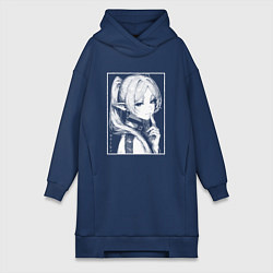 Женское худи-платье Фрирен - портрет, цвет: тёмно-синий