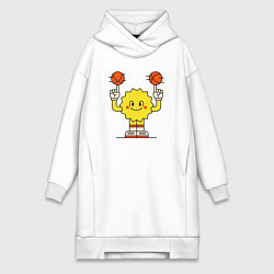 Женское худи-платье Солнечный баскетбол, цвет: белый