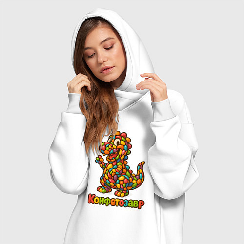 Женская толстовка-платье Конфетозавр / Белый – фото 3