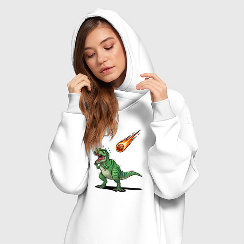 Женская толстовка-платье Страх динозавра / Белый – фото 3