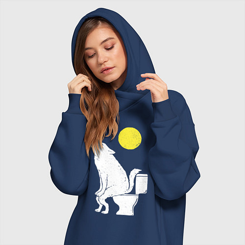 Женская толстовка-платье Срущий волк / Тёмно-синий – фото 3