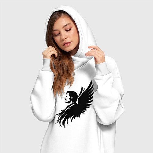 Женская толстовка-платье Фредди Меркьюри с ангельскими крыльями / Белый – фото 3
