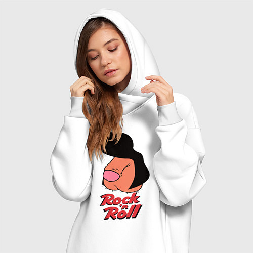 Женская толстовка-платье Логотип rock n roll мем / Белый – фото 3