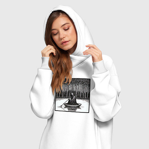 Женская толстовка-платье Призрак в лодке / Белый – фото 3