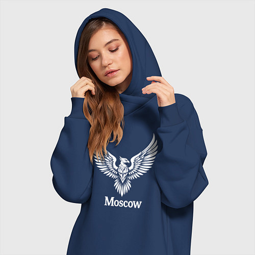 Женская толстовка-платье Москва белый орел / Тёмно-синий – фото 3
