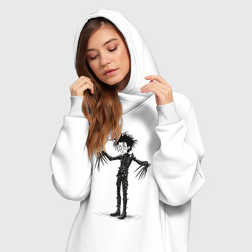 Женская толстовка-платье Эдвард руки-ножницы / Белый – фото 3