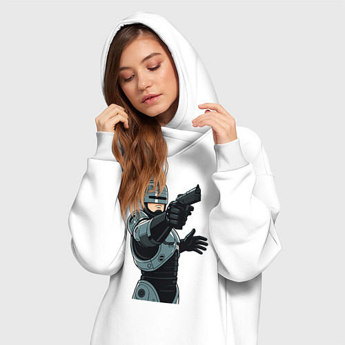 Женская толстовка-платье Робокоп / Белый – фото 3