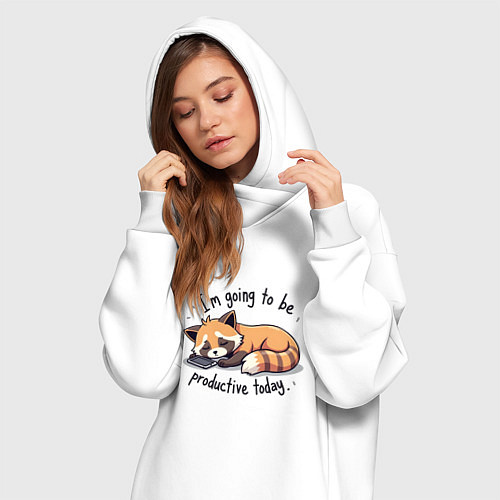 Женская толстовка-платье Очень ленивый нот / Белый – фото 3