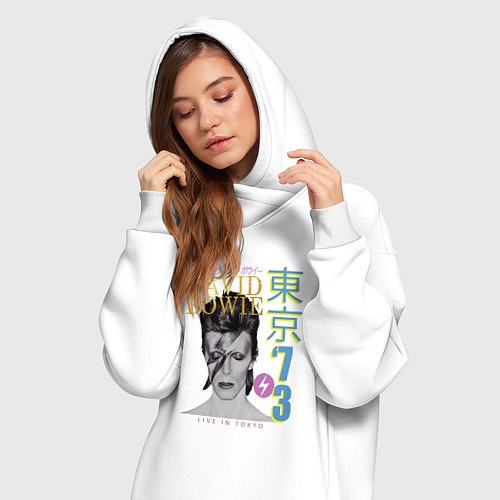 Женская толстовка-платье David Bowie - Live in Tokyo 73 / Белый – фото 3
