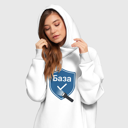 Женская толстовка-платье База подсвеченное слово / Белый – фото 3