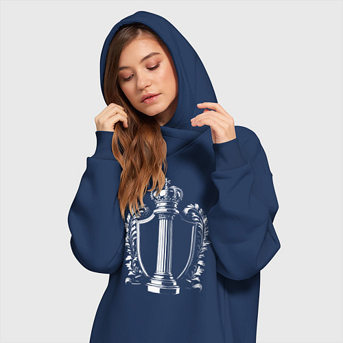 Женская толстовка-платье Колонна Ульяновска на щите / Тёмно-синий – фото 3