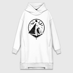 Женское худи-платье Сфинкс в пирамиде, цвет: белый