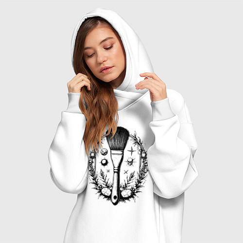 Женская толстовка-платье Космическая кисть / Белый – фото 3