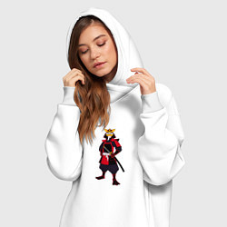 Женское худи-платье Утка-самурай с катаной, цвет: белый — фото 2