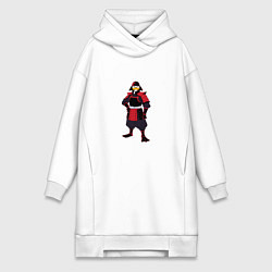 Женское худи-платье Утка-самурай, цвет: белый