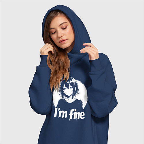 Женская толстовка-платье Я в порядке анимешница / Тёмно-синий – фото 3
