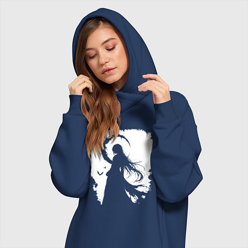 Женская толстовка-платье Девушка гот аниме / Тёмно-синий – фото 3