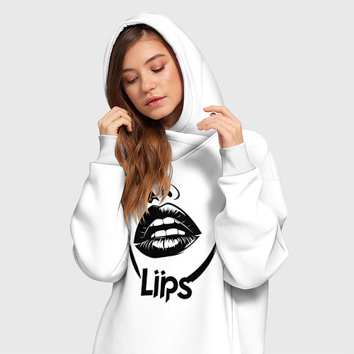 Женская толстовка-платье Черные губы / Белый – фото 3