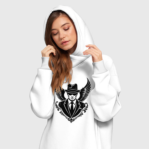 Женская толстовка-платье Крылатый мафиозник / Белый – фото 3