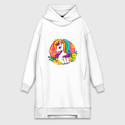 Женское худи-платье Единорожка, цвет: белый