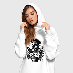 Женское худи-платье Пират среди цветов, цвет: белый — фото 2
