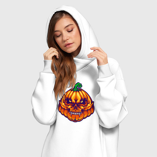 Женская толстовка-платье Ghost pumpkin / Белый – фото 3