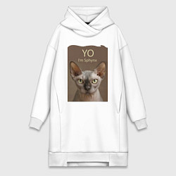 Женское худи-платье Yo - Im Sphynx, цвет: белый